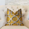 Crane Enclave Yellow, Beige and Gray Luxury Throw Pillow, 24"x24"