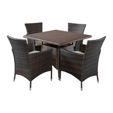GDF Studio 5-Piece Clementine Outdoor Multibrown Wicker Square Dining Set