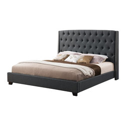 Tufted Upholstered Wingback Bed - Dark Grey - Platform Beds