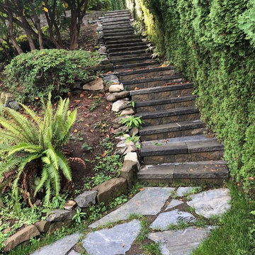 Natural flagstone pathway and manor stone steps