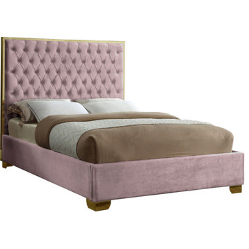 Lana Velvet Bed, Pink, Queen