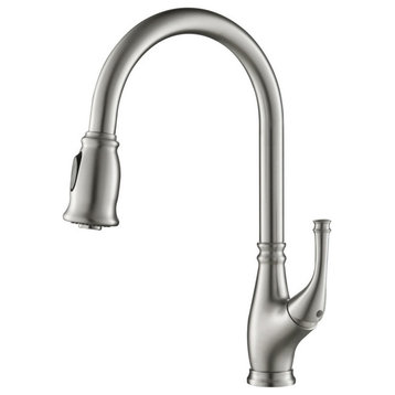 Summit Single Handle Pull Down Kitchen Faucet, Brushed Nickel, W/O Soap Dispense