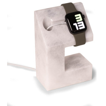Hand Crafted Genuine White Marble iWatch Charging Stand