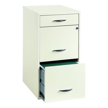 Pemberly Row Contemporary Metal 3 Drawer Steel File Cabinet in White
