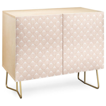 Deny Designs Pale Pink Spring Bulbs Credenza, Birch, Gold Steel Legs