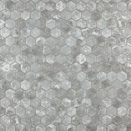 Flo 2" Hex Grey Porcelain Floor and Wall Tile