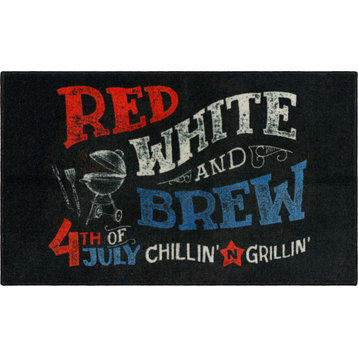 Red White And Brew Area Rug, Black, 2' x 3' 4"