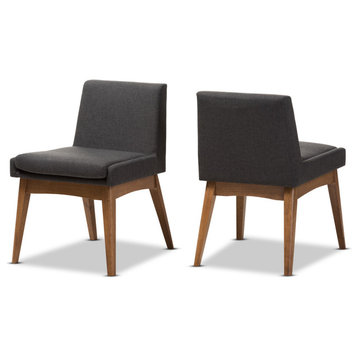 Nexus Mid-Century Modern Dark Gray Fabric Dining Side Chair, Set of 2