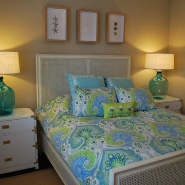 Green and Turquoise Coastal Guest Room