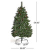 4.5' Mixed Spruce Artificial Christmas Tree, Pre-Lit Multi-Colored
