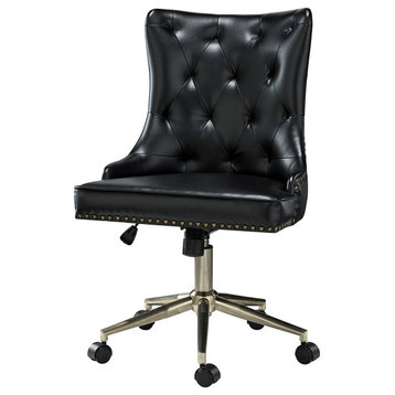38.5" Swivel Task Chair With Tufted, Black