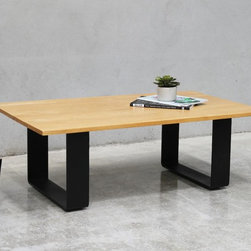 Odense Black Steel Leg Solid European Oak Rectangle Coffee Table by Bent Design - Coffee Tables