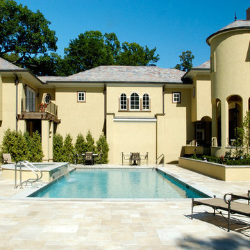 Highland Park, IL Mediterranean Swimming Pool and Raised Spa