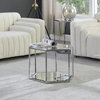 Sei Glass Top Coffee Table With Mirrored Base, Chrome, 1-Piece