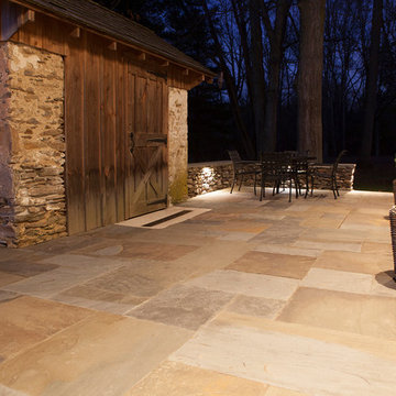 Bluestone Patio, Walls, Steps, Gas Fire Pit, Landscape Lighting