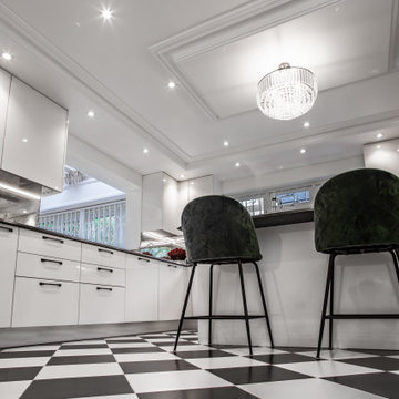 Nobilia High Gloss Ivory Kitchen & Antique Silver Handles