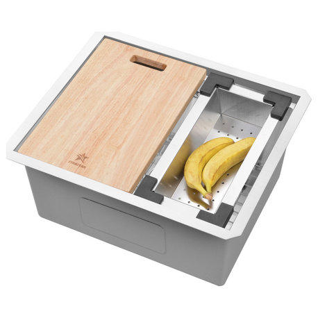 STARSTAR Workstation Ledge Undermount Single Bowl 304 Stainless Steel, 23 X 19