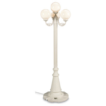 European 4 Bronze Globe Lantern Patio Lamp, Park Style, White