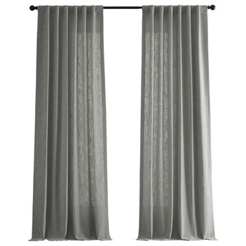 Heavy Faux Linen Curtain Single Panel, Ash Gray, 50w X 84l