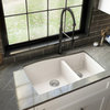 Karran Undermount Quartz 33" 60/40 Double Bowl Kitchen Sink Kit, White