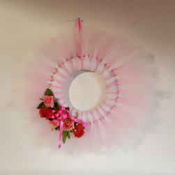 Pink and White Tulle Wreath - Wreaths And Garlands