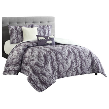 Savoya 5-Piece Comforter Set, Purple, Queen