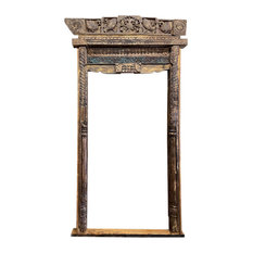 Consigned Architectural Archway, Rustic Doorway, Hand Carved huge Floor MIRROR