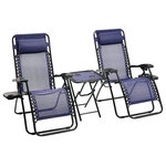 Brawbuy - Outdoor Adjustable Folding Lounge Chair with Side table and Pillow - Pack of 2 - 2-pack of zero-gravity chairs with side table for ultimate comfort and convenience when relaxing outdoors.