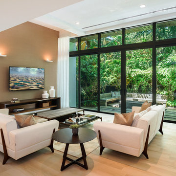 Family TV Room Sliding Glass Doors