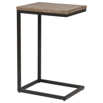Silverton Industrial Accent C Table with Mango Wood Parquet Top