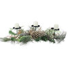 26 Pine Needle & Glitter Berries with Pine Cone 3-piece Christmas Candle Holder