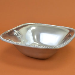 Fleur De Lis Beaded Aluminum Pasta Bowl - Dining Bowls