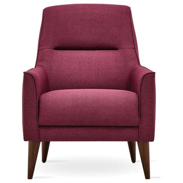 Enza Home Alto Wood & Polyester Fabric Armchair in Dark Pink/Walnut Brown