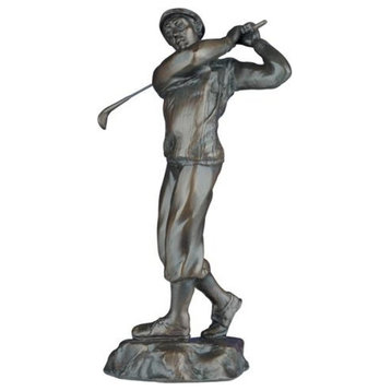 Sculpture Statue Old Time Golfer Hand Painted Resin Made in USA OK