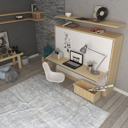 Spazio T - Full Size Wall Bed with Table - Kids Desks And Desk Sets