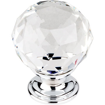 Top Knobs  -  Clear Crystal Knob 1 3/8" w/ Polished Chrome Base