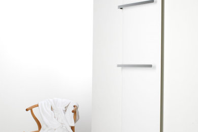 Beautiful new Swiss made bath towel radiator with integrated bluetooth music