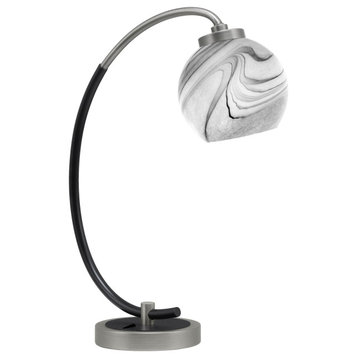 1-Light Desk Lamp, Graphite/Matte Black Finish, 5.75" Onyx Swirl Glass