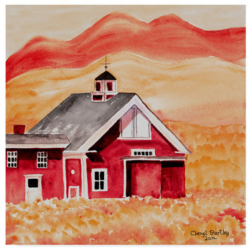 Cheryl Bartley 'Red Folk Art Barn' Canvas Art, 35"x35"
