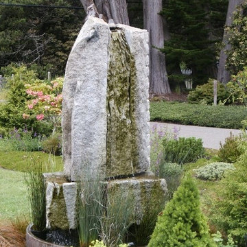 "Mountain Passage" 8' tall recirculating white granite Water Sculpture