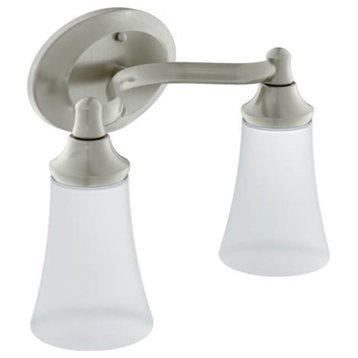 YB2862BN 2 Light Bathroom Sconce, Frosted Shades from the Eva Collection