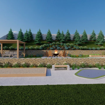 New Sloped Backyard in Garden City, Idaho