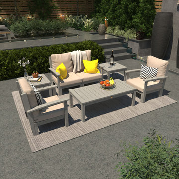 Bespoke Deep Seating Loveseat, Set of 2 Chairs, Conversation Table, and 2 Side T