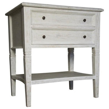 Lorand 2 Drawer Side Table, White Wash