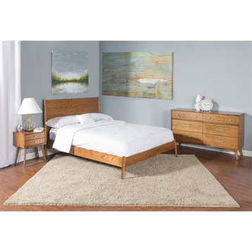 Pemberly Row Modern / Contemporary 60" 6-drawer Wood Dresser in Cinnamon