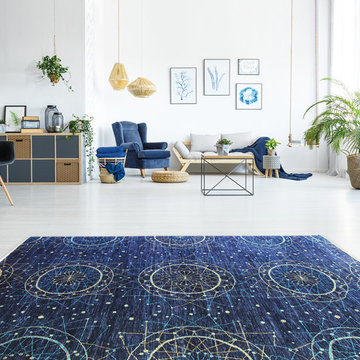 Modern Designer Rug - Dark Blue