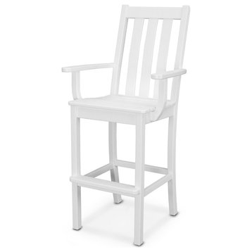 Polywood Vineyard Bar Arm Chair, White