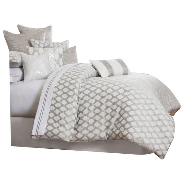 AICO Bedding Newport 10-Piece King Comforter Set, Platinum