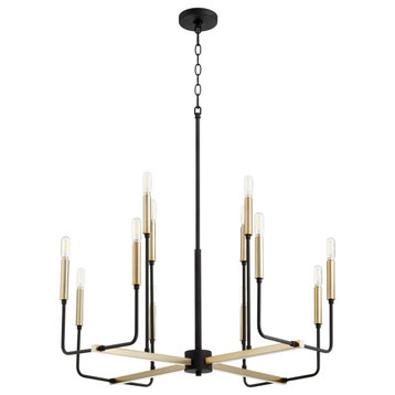 Lacy 12-Light Chandelier, Textured Black / Aged Brass