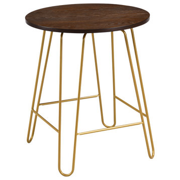 Ethan 20 In Round Side Table, Elm and Gold